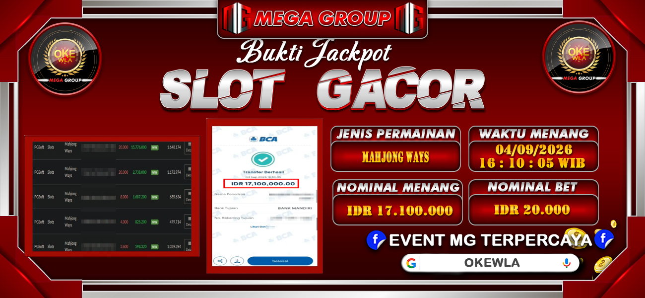 Bukti JP situs Okewla hari Jumat, 04 September 2026