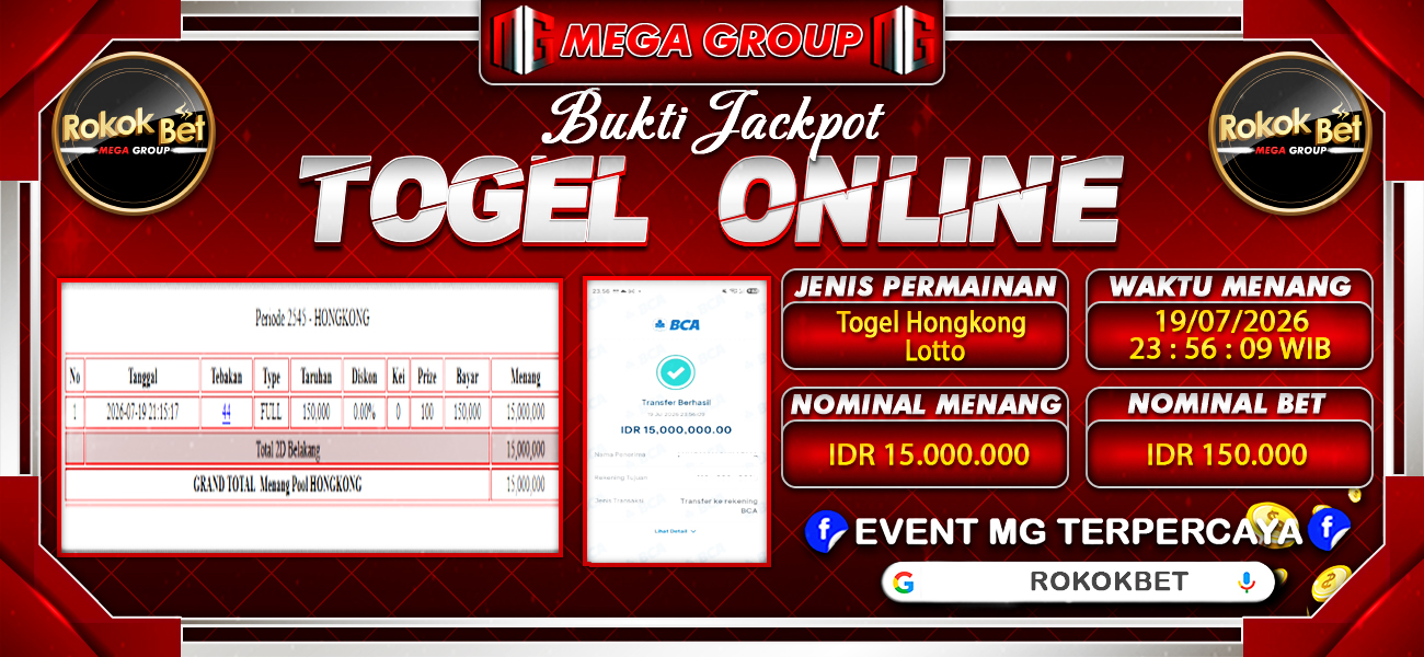 Bukti JP situs Rokokbet hari Minggu, 19 Juli 2026