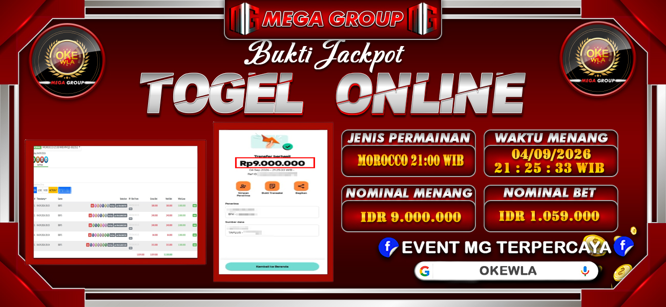 Bukti JP situs Okewla hari Jumat, 04 September 2026