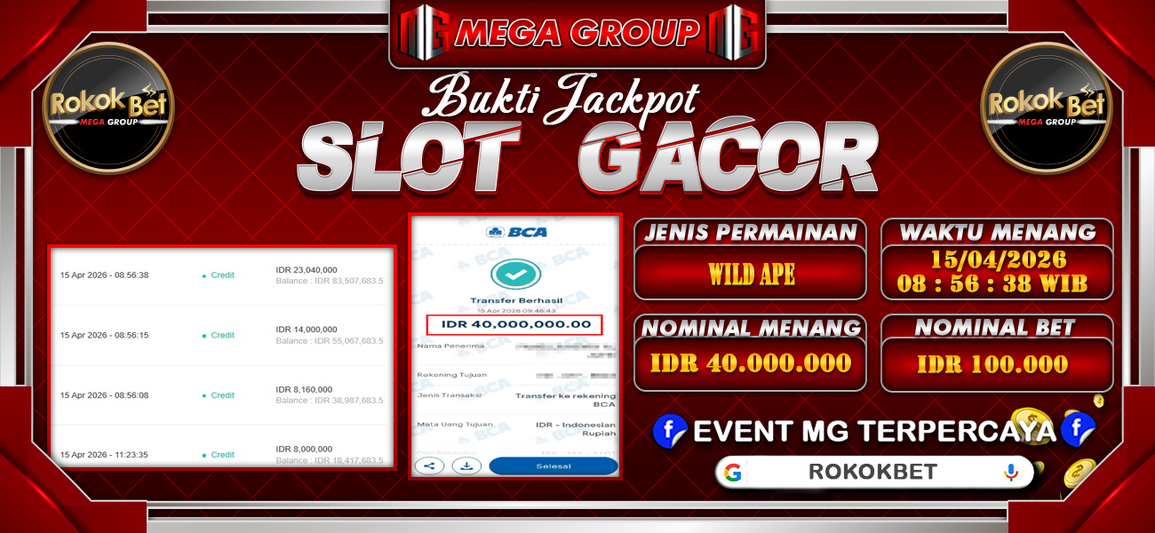 Bukti JP situs Rokokbet hari Rabu, 15 April 2026