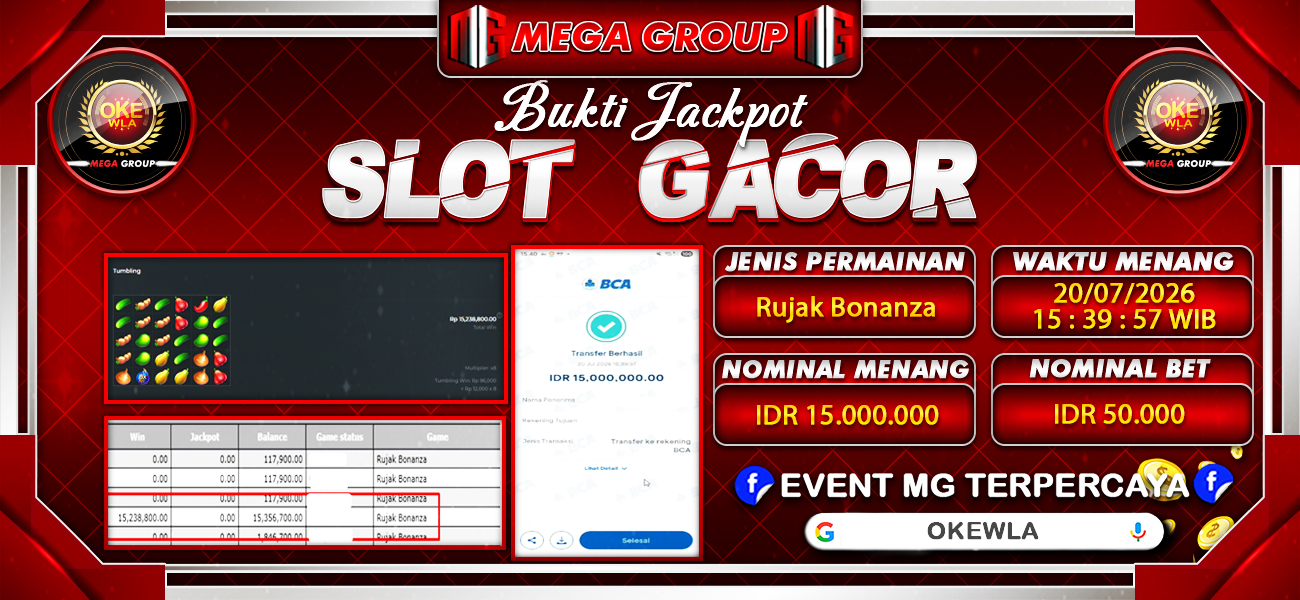 Bukti JP situs Okewla hari Senin, 20 Juli 2026