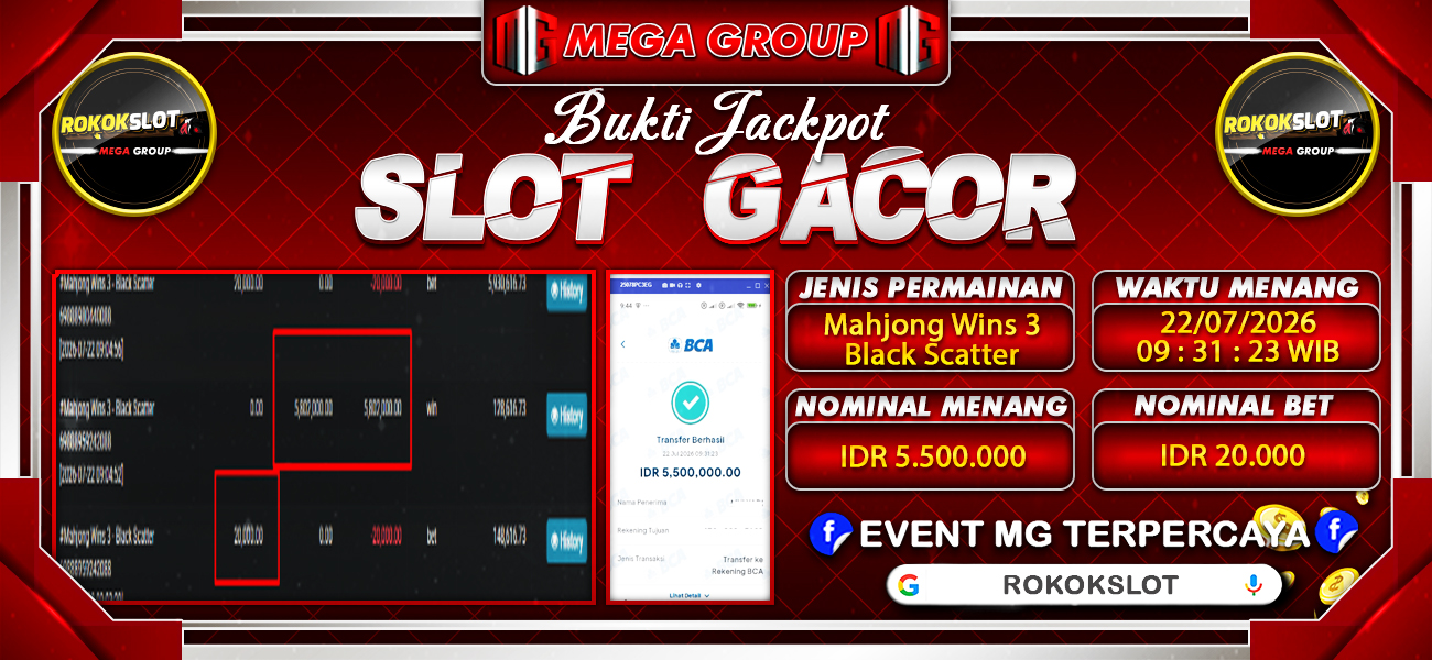 Bukti JP situs Rokokslot hari Rabu, 22 Juli 2026