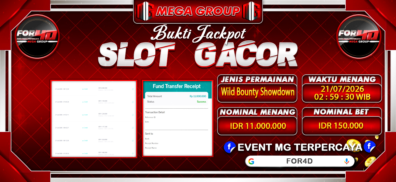 Bukti JP situs For4D hari Selasa, 21 Juli 2026
