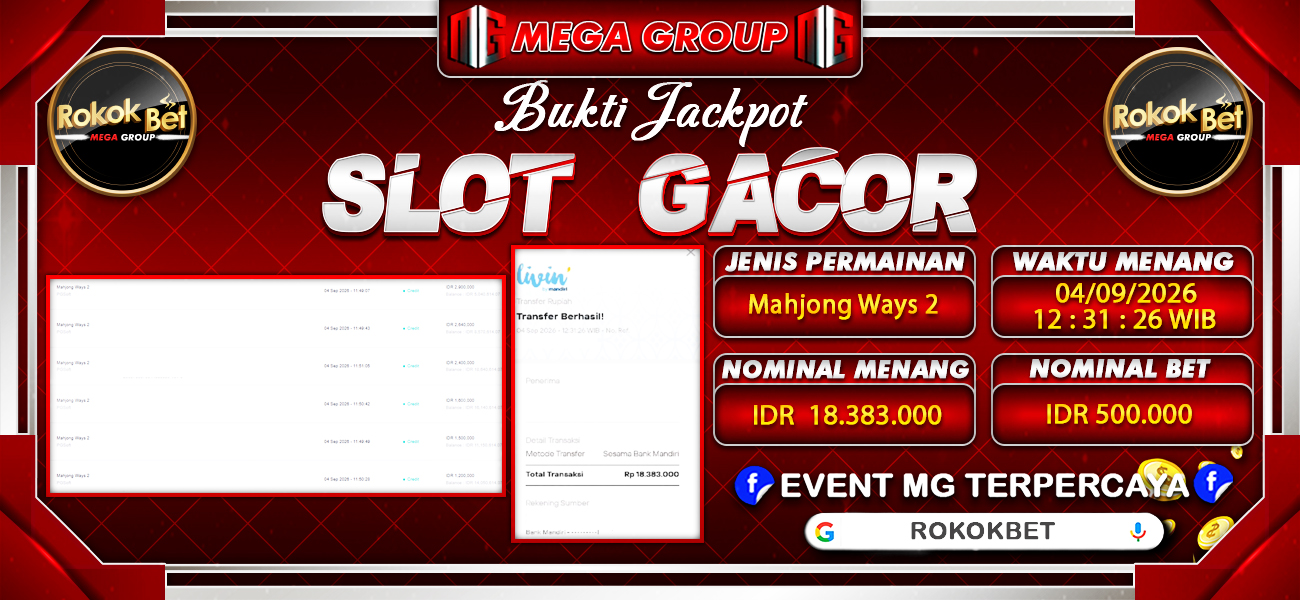 Bukti JP situs Rokokbet hari Jumat, 04 September 2026