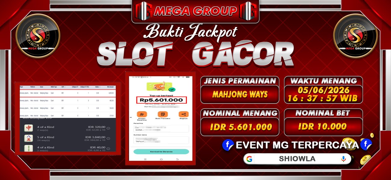 Bukti JP situs Shiowla hari Jumat, 05 Juni 2026