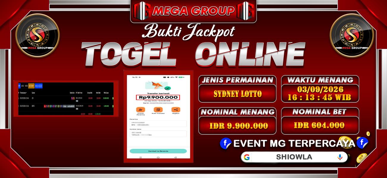 Bukti JP situs Shiowla hari Kamis, 03 September 2026