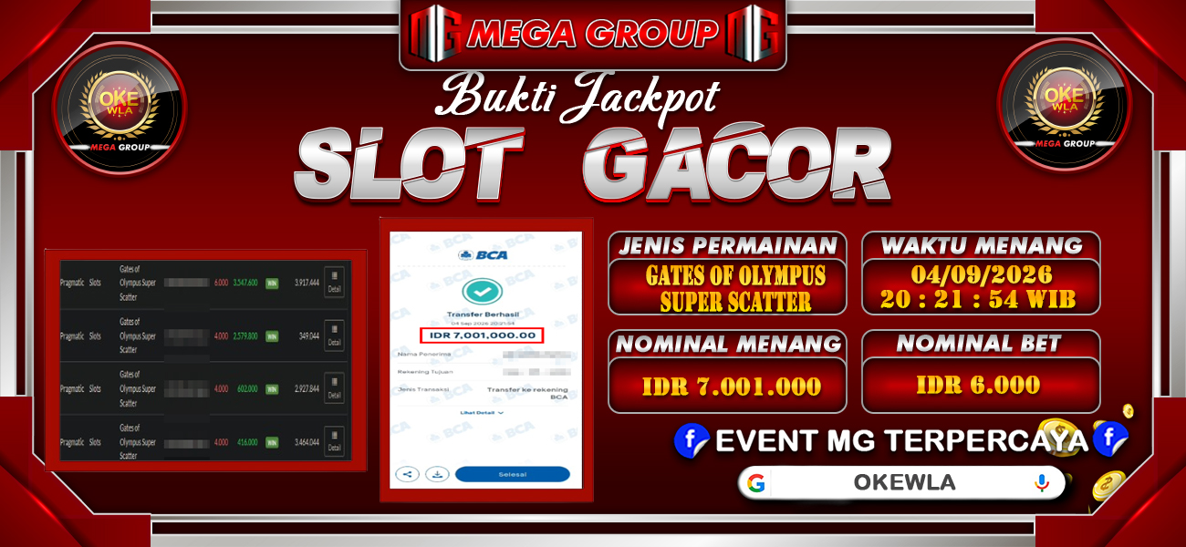 Bukti JP situs Okewla hari Jumat, 04 September 2026