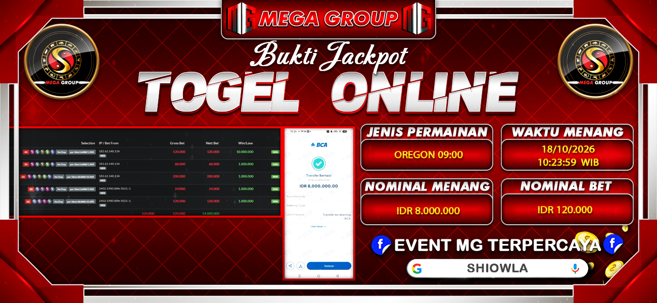 Bukti JP situs Shiowla hari Minggu, 18 Oktober 2026