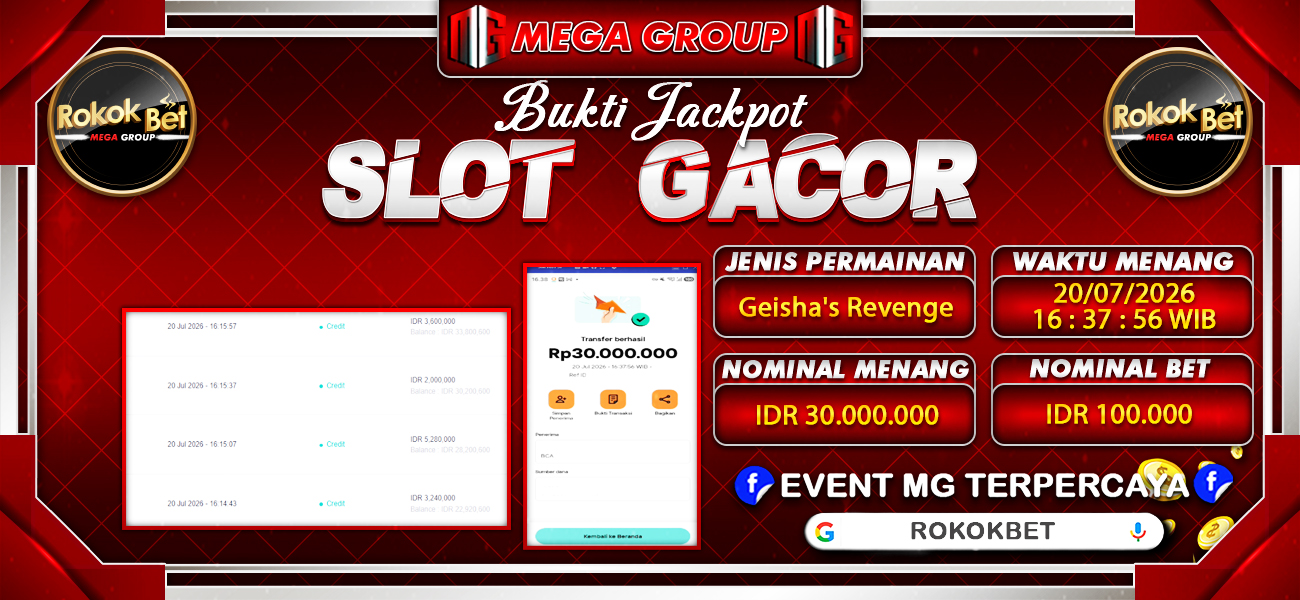 Bukti JP situs Rokokbet hari Senin, 20 Juli 2026