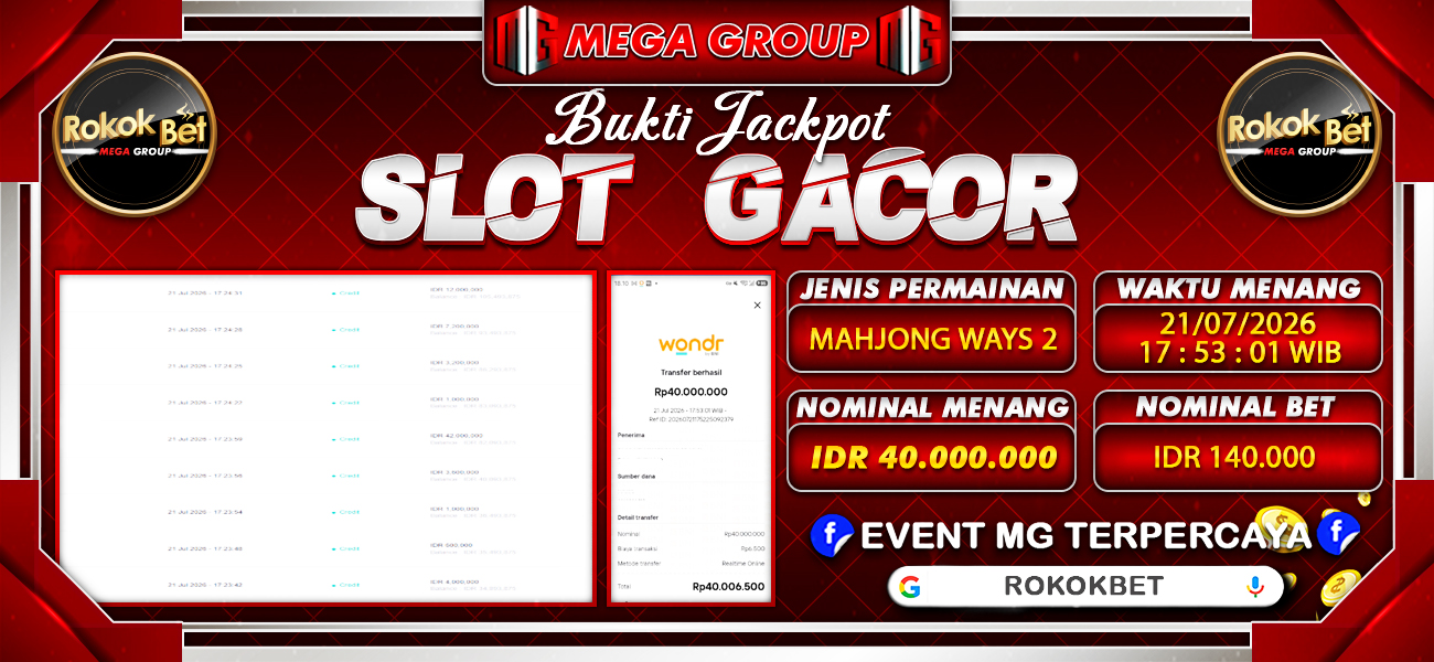 Bukti JP situs Rokokbet hari Selasa, 21 Juli 2026