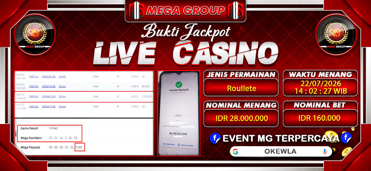 Bukti JP situs Okewla hari Rabu, 22 Juli 2026