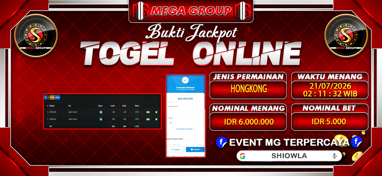 Bukti JP situs Shiowla hari Selasa, 21 Juli 2026
